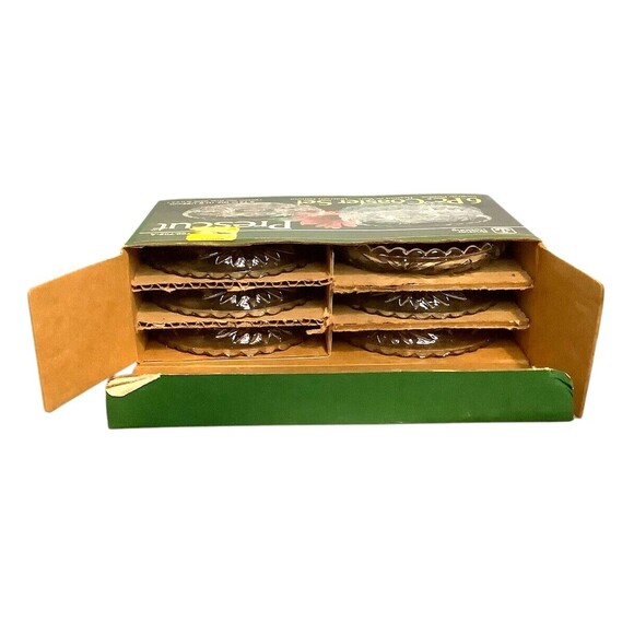 NEW VTG Set of 6 Anchor Hocking Glass Coasters Prescut Clear Cut Glass Stars Box - Picture 5 of 7